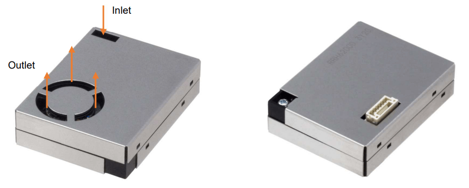 RRH46410 module inlet and outlet on one side and connector on another side.