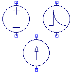 Different voltage and electric current source symbols