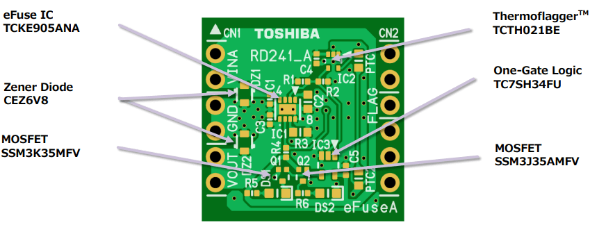 Component layout for eFuse with thermal shutdown